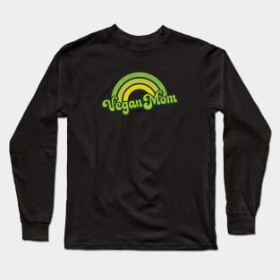 Vegan Mom Retro Rainbow Green Long Sleeve T-Shirt